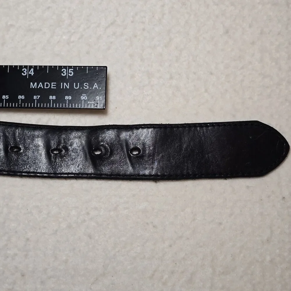 Carhartt Mens Black Leather Belt Silver Buckle Workwear Casual